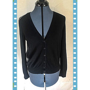 Ann Taylor LOFT Wool-Blend Mixed Media Cardigan